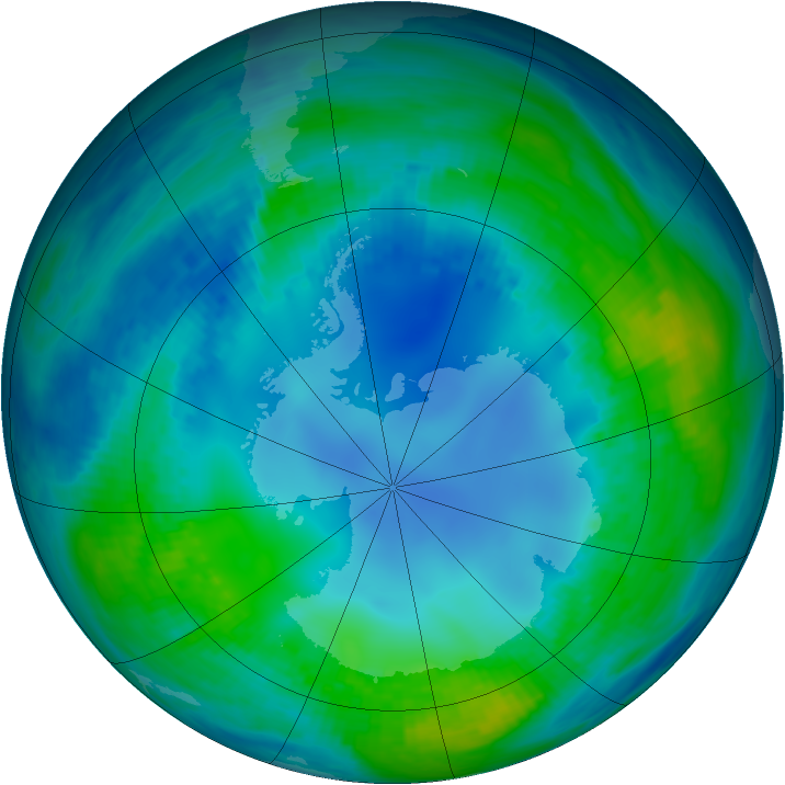Antarctic ozone map for 08 May 1986